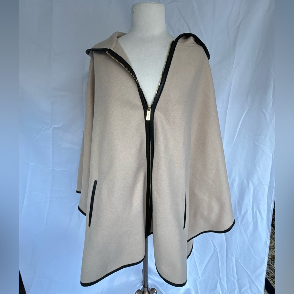 Kenneth Cole New York Beige Cape with Black Trim